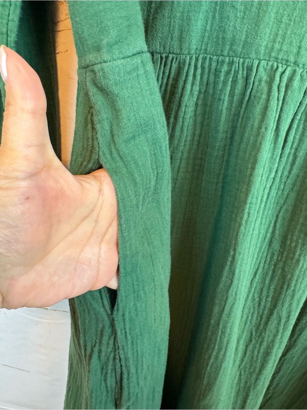 Boden | Green Cotton Gauze Tiered Dress, 12 - Picture 7 of 10